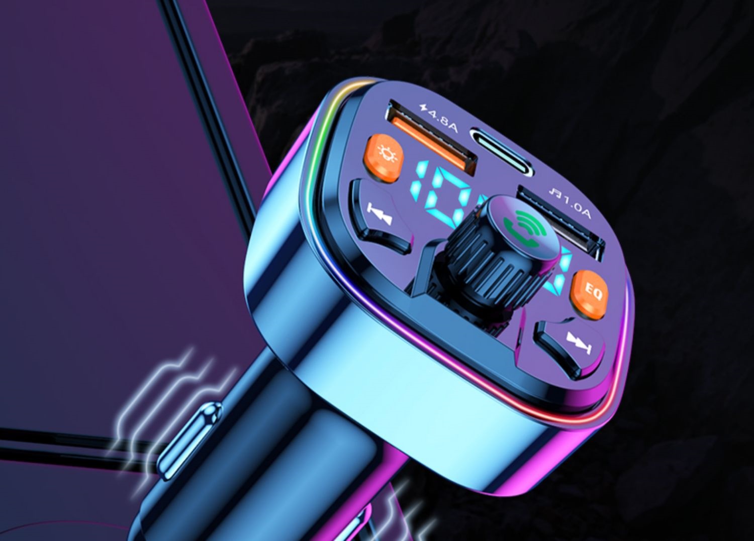 Suitable for car Bluetooth receiver Q5.0, lossless sound quality, multifunctional with music USB drive, MP3 player, and charging