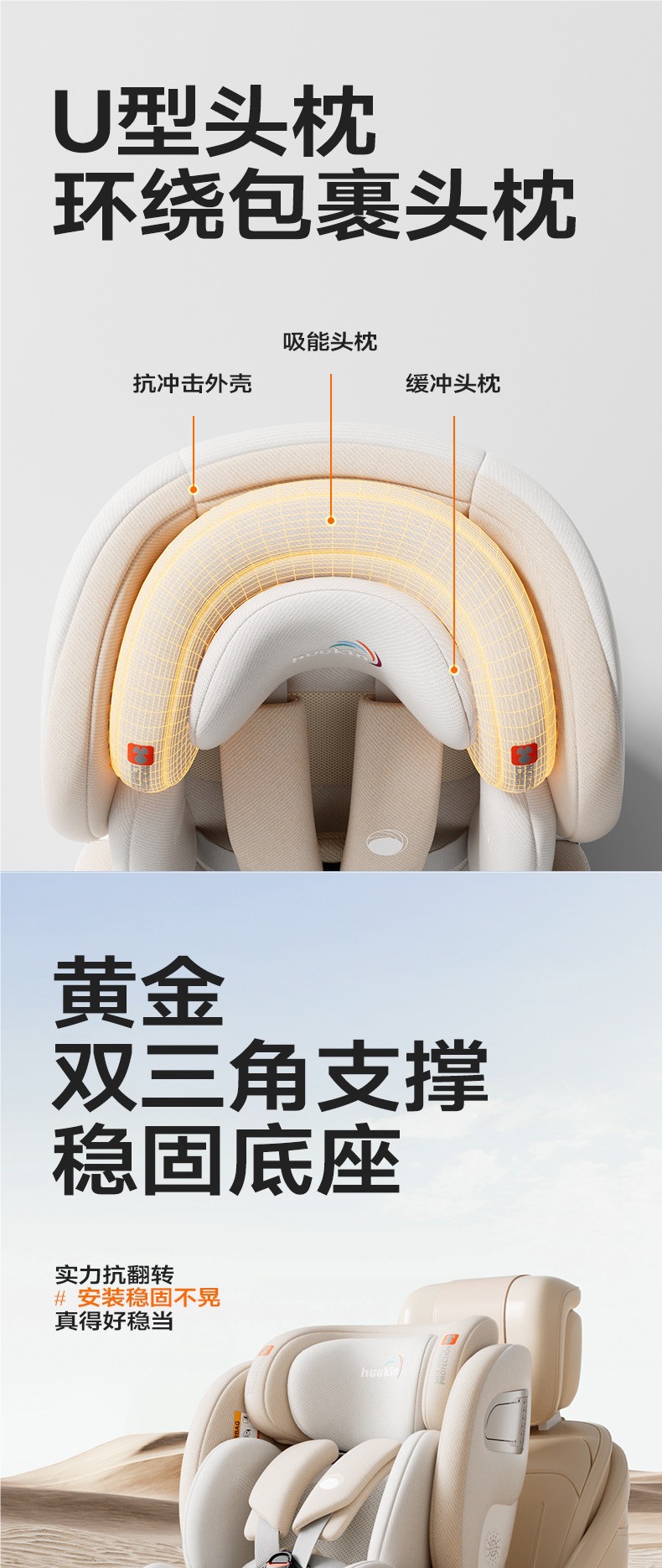 Heekin Smart Ventilation Car Child Safety Seat for Infants and Babies, Suitable for Ages 0 to 12, with Reclining Function