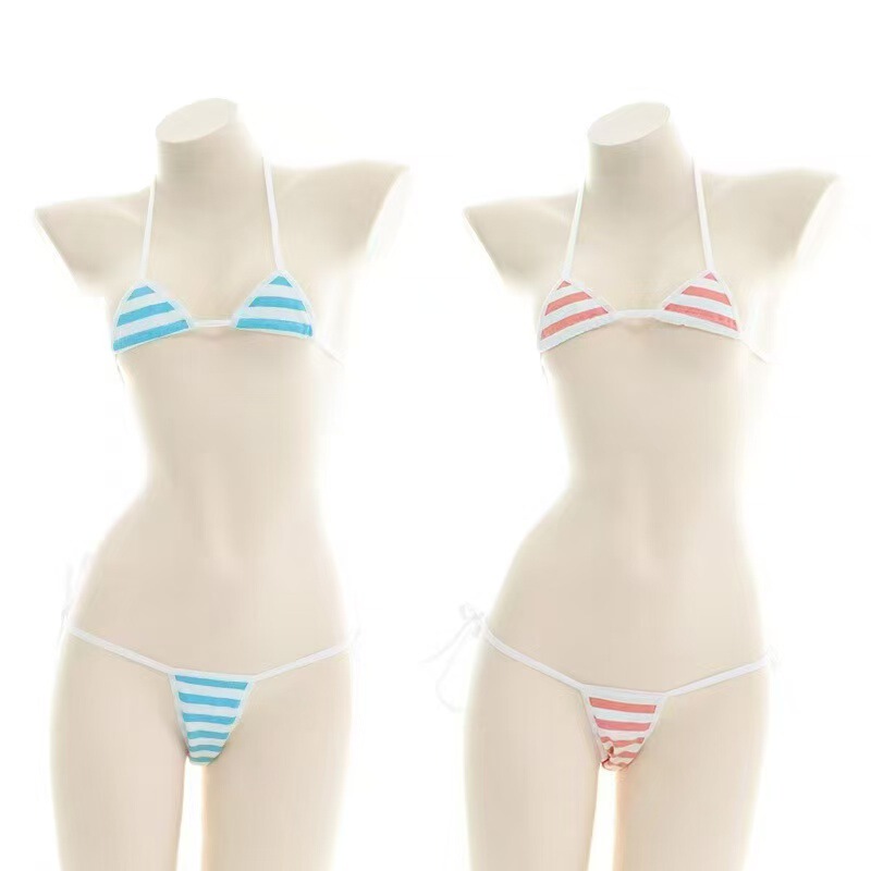 Sexy Lingerie Sexy Three-Point Striped Strap Vest Set Japanese Split Bra Panties Private Delivery
