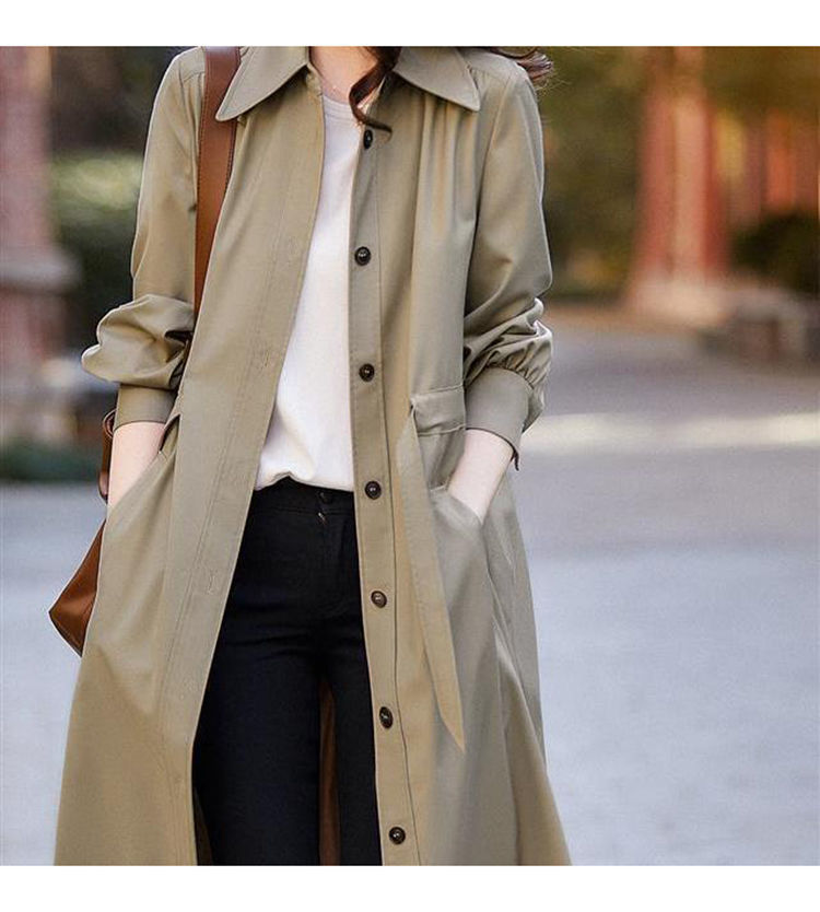 Trench leggero da donna, primavera 2025, nuovo stile coreano, elegante, trendy, cappotto petite, giacca-camicia di media lunghezza_voghion.com
