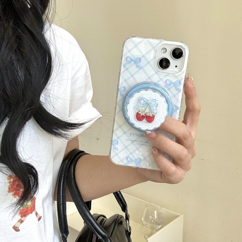 Pequeño arco azul fresco para Apple 16ProMax funda para teléfono móvil 15Pro magnético 14/13 femenino 15PM nuevo