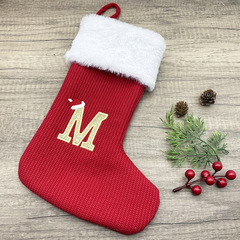 新しいクリスマス装飾用品クリスマス靴下プレゼント袋高級赤いクリスマスニット26文字クリスマス靴下