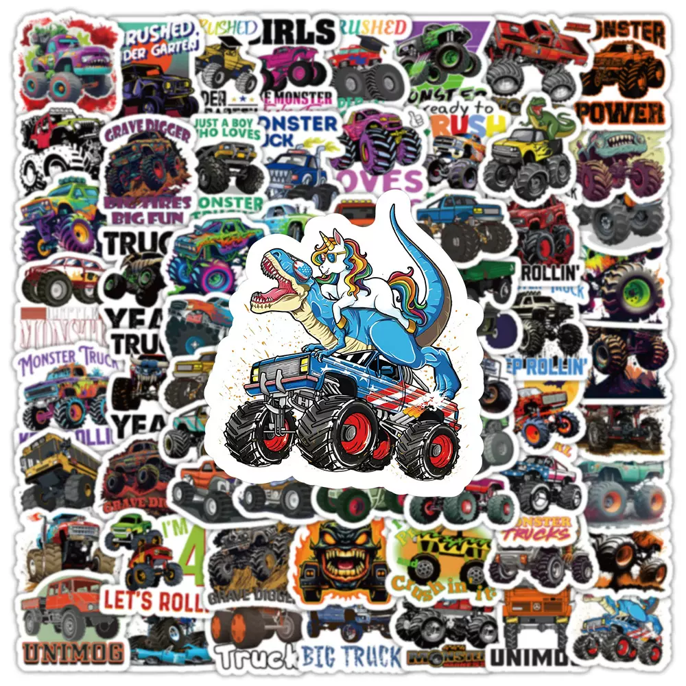 100张怪兽卡车卡通涂鸦贴画玩具手机壳笔记本电脑装饰粘贴防水贴