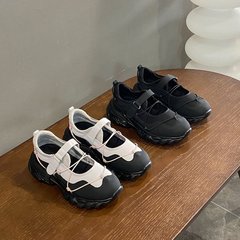 小さい蘇東の大門の韓国のマジックテープの運動のビスケットの靴の女性の厚い底の減齢の少女の感のメアリージェーンの靴