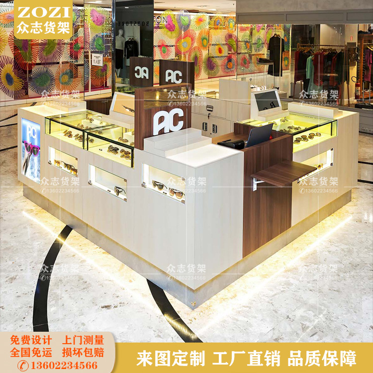 时尚烤漆眼镜店展示柜太阳镜玻璃中岛柜台陈列货架配镜中心直营店