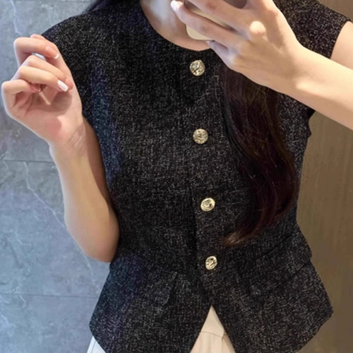 Black Little Black Dress Style Vest Jacket for Women, Summer 2025 New Arrival, Stylish Outerwear, European Style Tank Top Vest