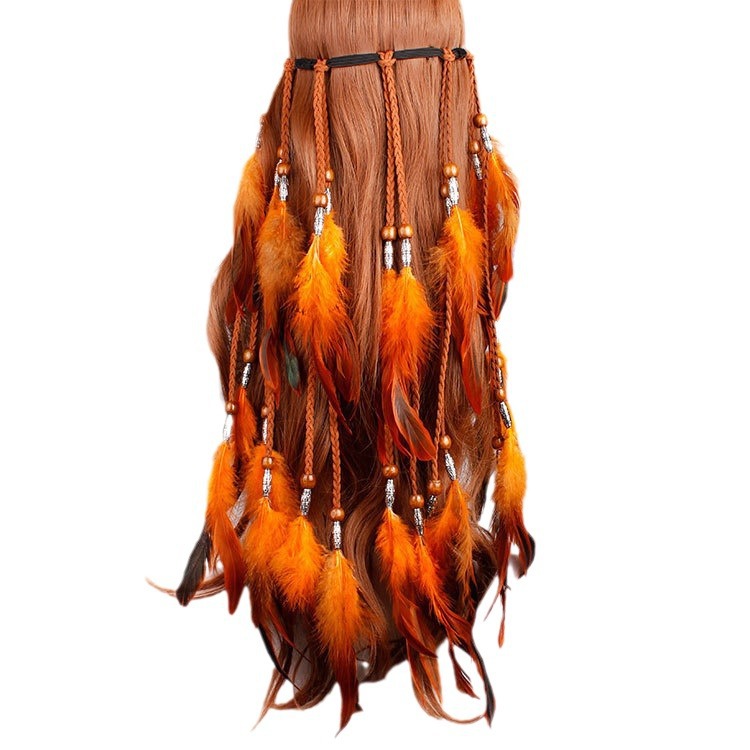 Europa y América Bohemia pluma de pavo Real Banda de pelo moda hippie estilo étnico headwear accesorios para el cabello Yiwu venta al por mayor