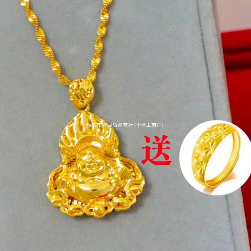 正宗正宗越南沙金项链款纯金色锁骨链镀金仿真假黄金吊坠久不褪色