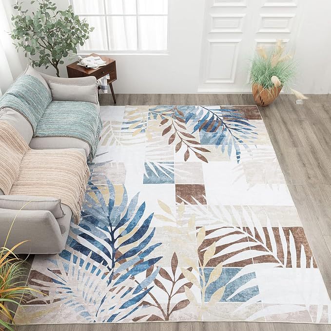 Flores de hojas verdes transfronterizas Sala de estar llena de alfombras Dormitorio Manta de cama antideslizante y resistente a la suciedad Cojín de sofá de balcón de hotel