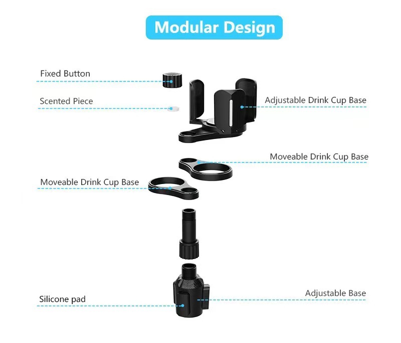 Car-Mounted Dual-Hole Water Cup Holder for Beverages, Cola Thermos Cup Storage Rack, One-To-Two Adjustable Storage Compartment