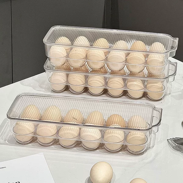 Cross-border food-grade 12-compartment egg storage box with flip-top lid for kitchen refrigerator, egg tray, egg container