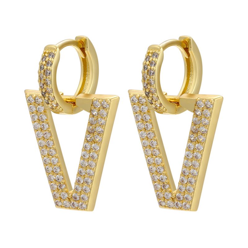 Wholesale Micro-studded Zircon Earrings Inverted Triangle Earrings Nihaojewelry display picture 6