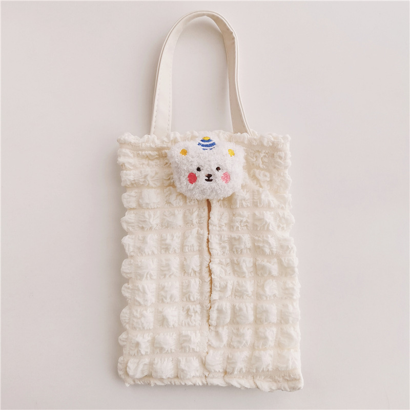 Korean-style cute bear tissue box cover for car seat backs, suitable for babies and children