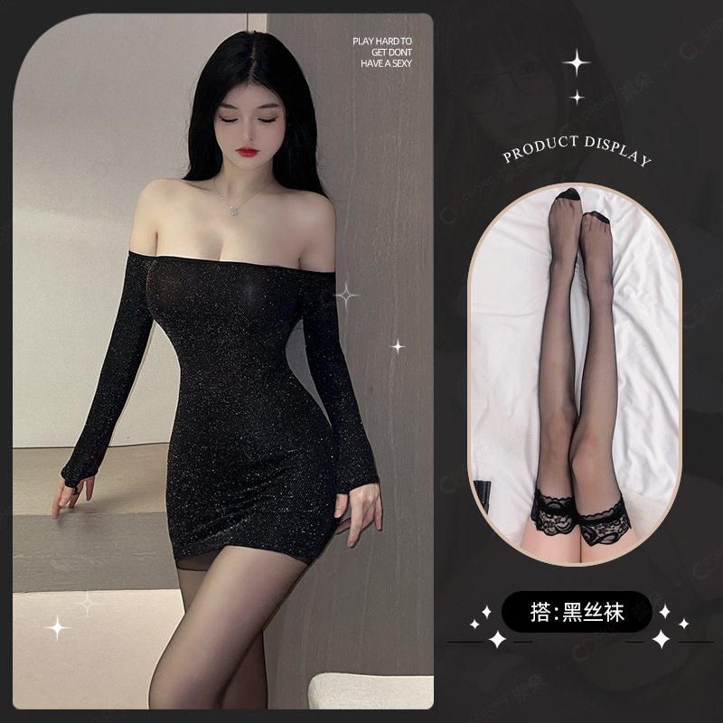 블랙[드레스+티팬츠]+블랙실크