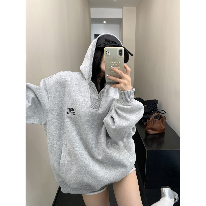 Autumn and Winter American Outer Wear Casual and Relaxed Hooded Sweatshirt Women's Loose Retro Simple Couple Tops Jacket