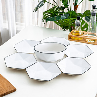 Bowl hexagonal plate household bowl suit household manufacturers wholesale generation cross-border AliExpress a generation