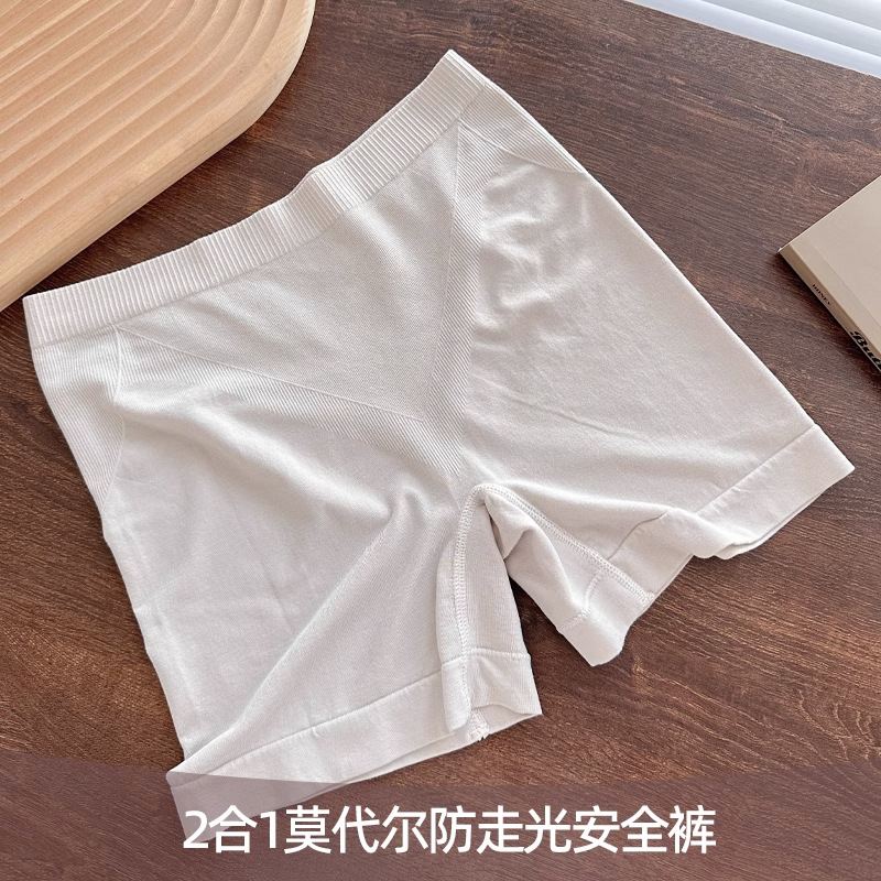 Pantalones de seguridad anti-desplazamiento femenino verano modal dos en uno sin rizos leggings sin costuras para grupo femenino 2025 nuevo