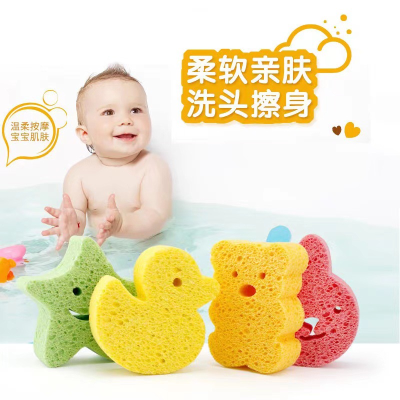 Baby bath bath sponge wood pulp foam children cartoon scrub bath towels bath cotton pulp wholesale