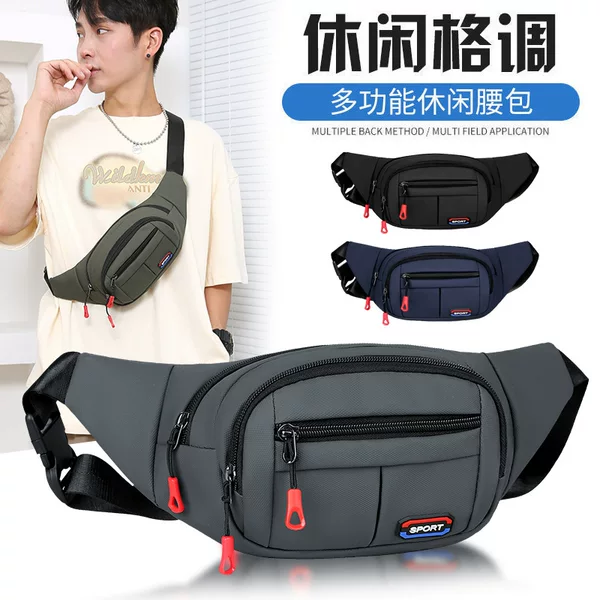 Waist bag cross-border supply manufacturers wholesale in stock messenger bag leather film shoulder bag printed logo