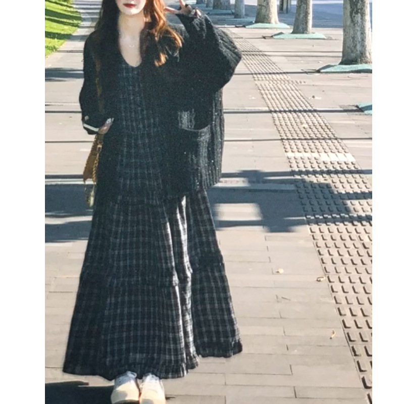 2025秋季新款宽松彩点毛衣开衫外套女灰色慵懒风宽松大版毛衣女装|undefined