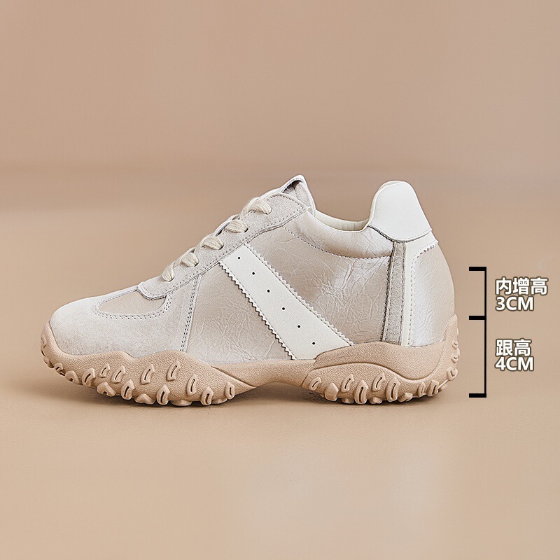 女性用身長7cmアップのトレーニングシューズ、2025年春の新作厚底イエロースポーツカジュアルシューズ、ソフトソールの万能フォレストシューズ。|undefined