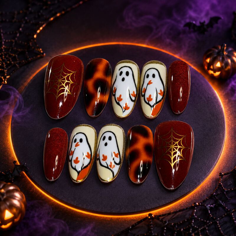 Cross-border Halloween Ghost Spider Web Orange-Black Gradient Wearable Nails Pre-made Nail Art Stickers 30 Pieces Customized Version Cross-border Halloween Ghost Spider Web Orange-Black Gradient Wearable Nails Pre-made Nail Art Stickers 30 Pieces Customized Version
