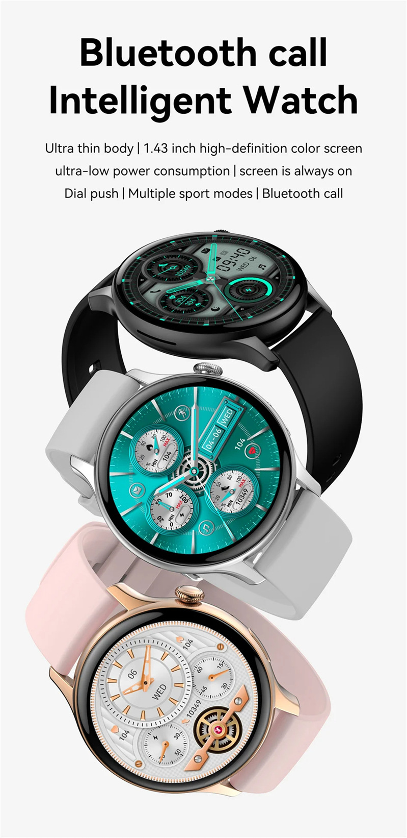 HK85 smartwatch 1.43Amoled high-definition screen, Bluetooth call payment, NFC blood oxygen and blood pressure monitoring_voghion.com
