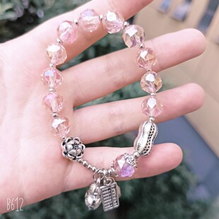 2025 New Ethnic Style Colorful Crystal Tassel Bracelet for Women Retro Xizang Silver Longevity Lock Pendant Bracelet