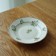 5ZV7批發早上好商店 |中古風餐盤玫瑰金邊陶瓷盤湯盤早餐盤意面盤