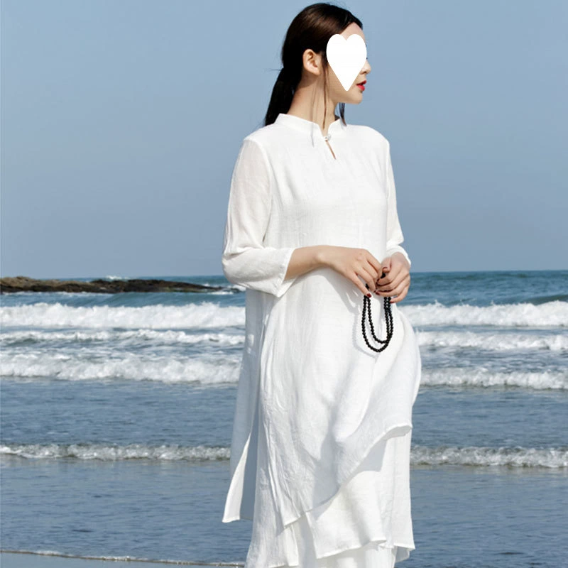 Новый набор в китайском стиле династии Хань, улучшенная версия одежды дзен, женская одежда феи из хлопка и льна, танцевальная одежда дзен, китайская одежда для тай-чи, платье