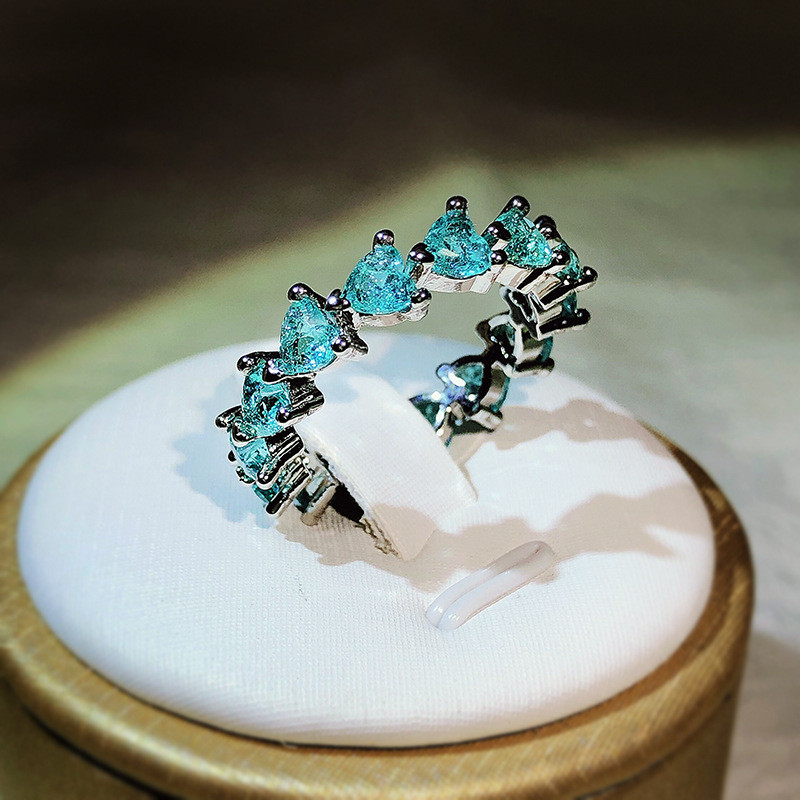 10, 6, 9 Ring Size Romantic Shiny Heart Shape Brass Plating Inlay Gem Rings