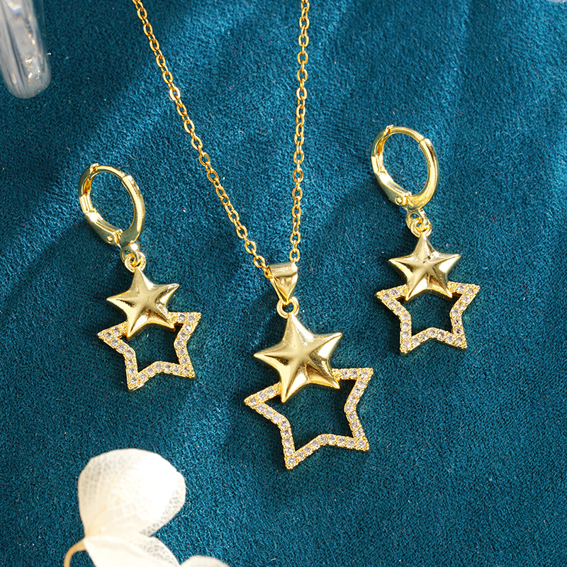 Vietnam Shajin Star Pendientes Collar Pendientes Conjunto de aretes Ladies Todo fósforo durante mucho tiempo sin decoloración Fuente de joyería transfronteriza europea y americana