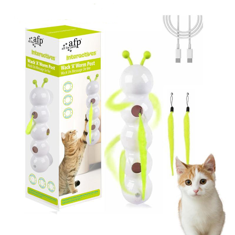 Cross-Border Popular Pet Cat Electric Caterpillar Toy Dog Smart Sensor Cat Teaser Wand with Feather Tail to Relieve Boredom