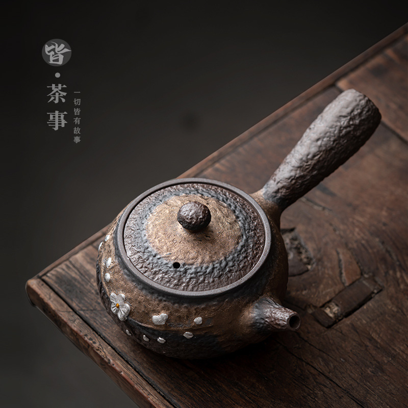 Stoneware Teapot Side Handle Pot Kung Fu Tea Set Home Living Room Ceramic Teapot Retro Tea Set Manufacturer Wholesale Stoneware Teapot Side Handle Pot Kung Fu Tea Set Home Living Room Ceramic Teapot Retro Tea Set Manufacturer Wholesale
