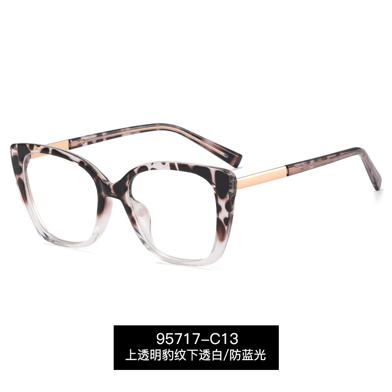 95717 tendencia de la moda de dos colores marco grande gafas lisas mujeres TR90 marco completo anti-azul gafas de luz miopía marco