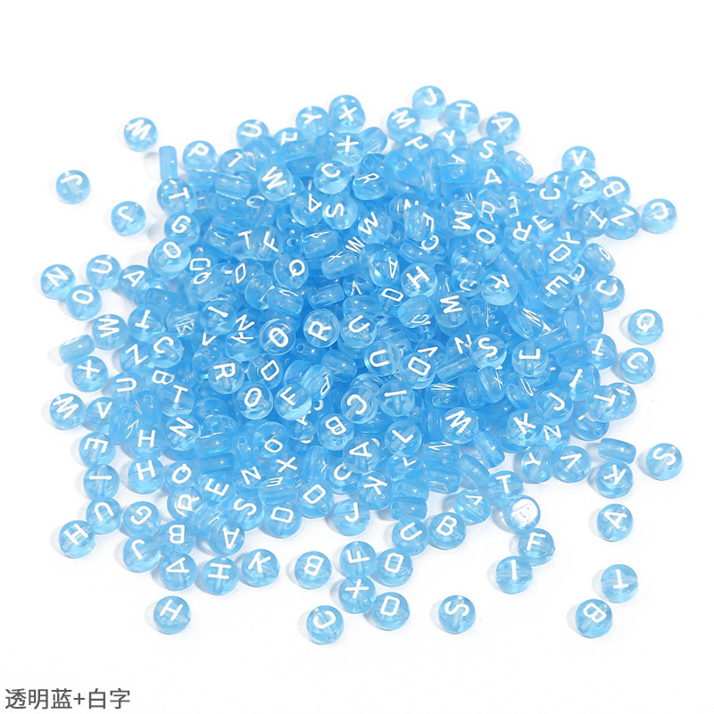 透明アクリル文字ビーズ手作りdiy自作ビーズネックレスキーホルダーアクセサリーブレスレット編み|undefined