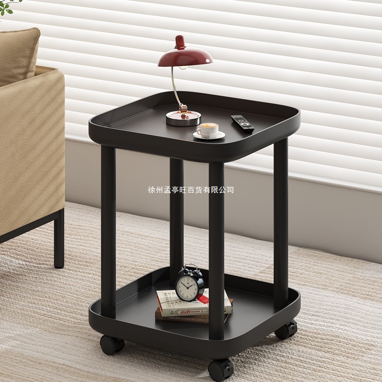 Sofa Side Table, Mini Mobile Double-Layer Coffee Table, Normcore Small Table, Bedside Small Storage Rack, Bedroom Balcony