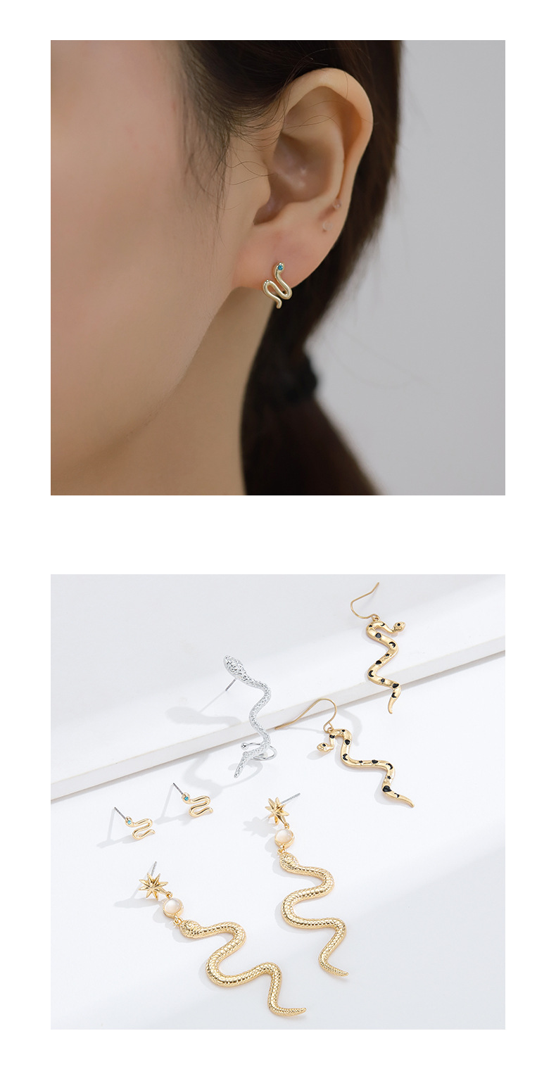 Fashion Snake Copper Plating Inlay Artificial Gemstones Drop Earrings