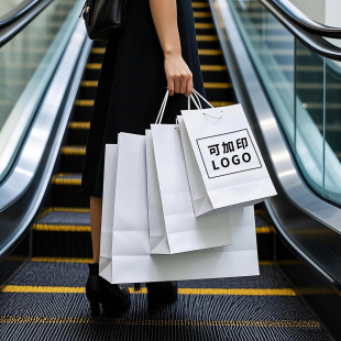 Hand-Held Paper Bag with Custom Logo, High-End Clothing Store, Glasses Store Shopping Bag, Simple White Card Cosmetics Handbag