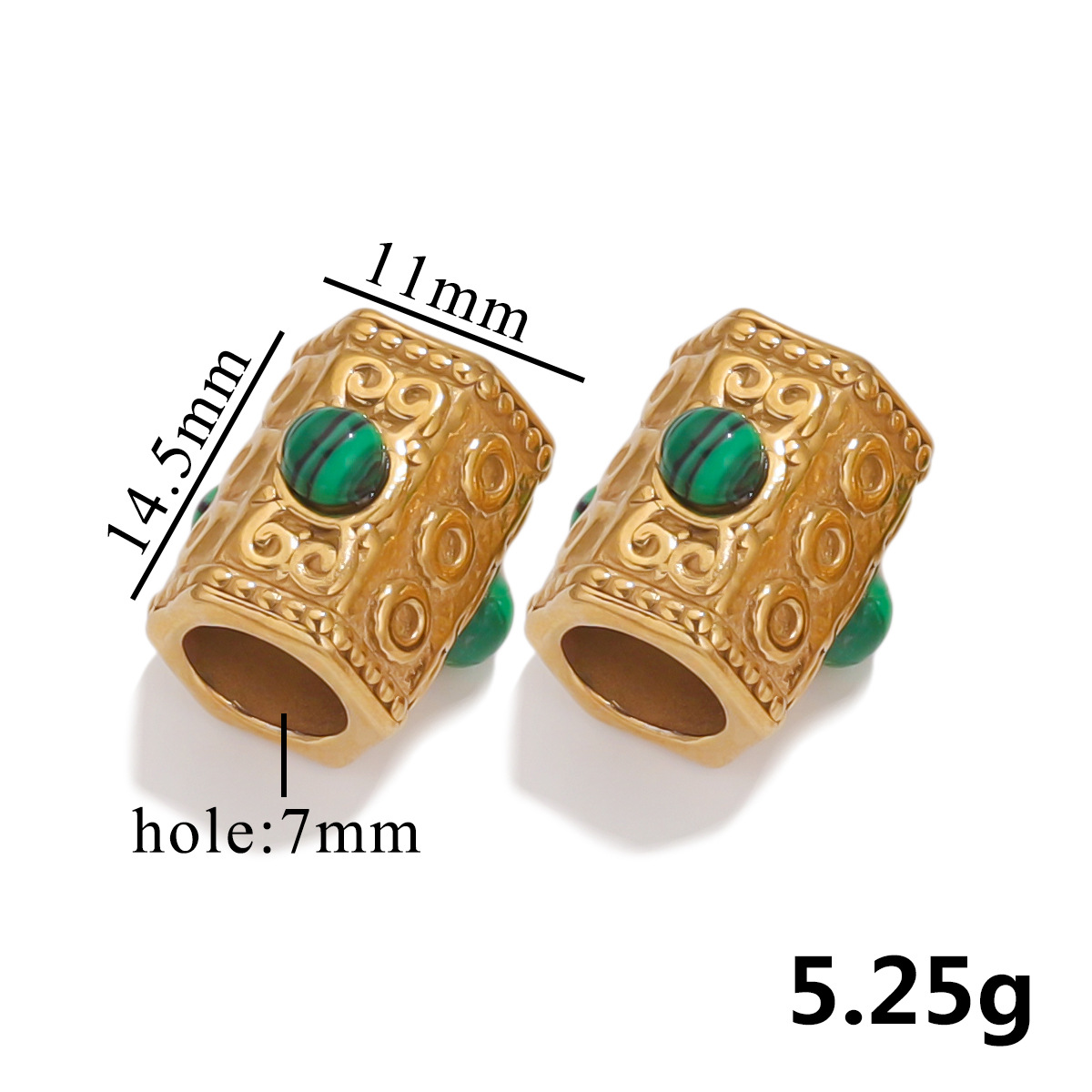 Pipa redonda turquesa joyas de acero inoxidable beaded solar piezas de joyas diy goteo de aceite ojo gran agujero beaded