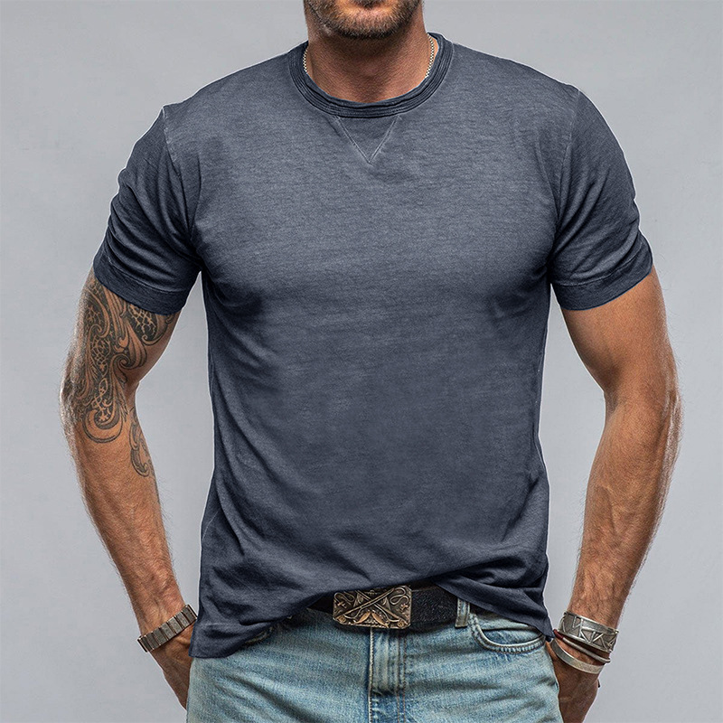 Summer Cross-Border European And American Solid Color Round Neck Short Sleeve Hot Sale Foreign Trade Clothing Pure_voghion.com
