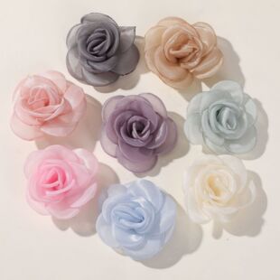 Retro Chanel style fabric mesh light yarn rose diy handmade headdress hairpin hair accessories material wholesale