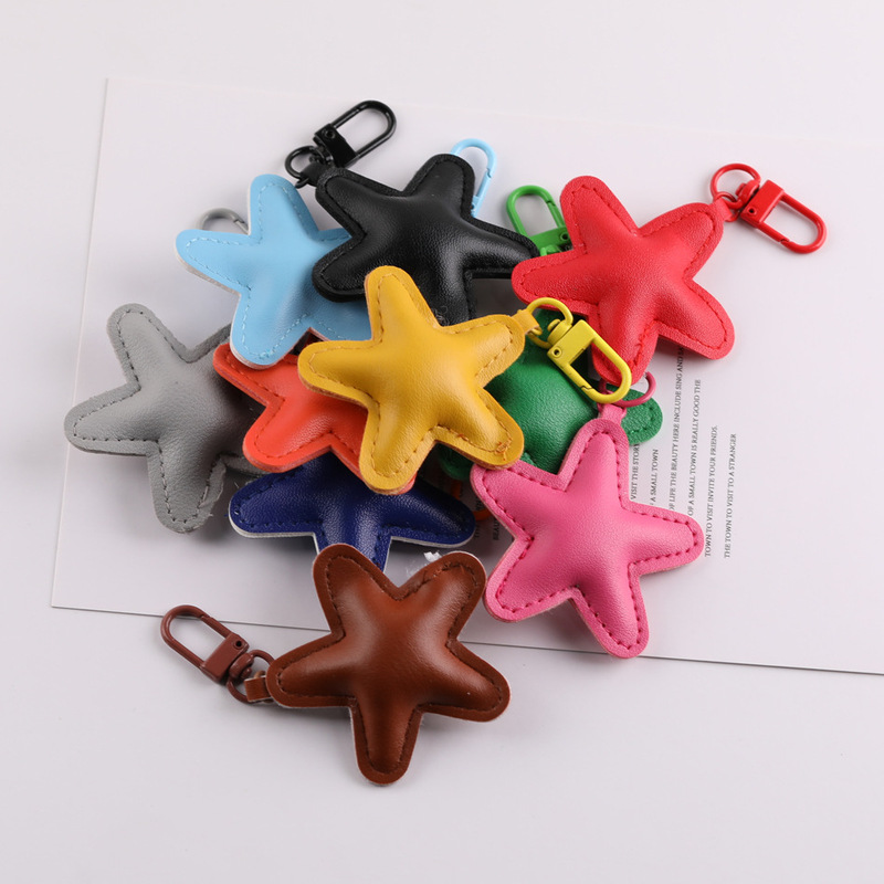 Color Leather Five-pointed Star Door Buckle Small Pendant DIY Handmade Homemade Bag Doll Pendant Jewelry Material Accessories Color Leather Five-pointed Star Door Buckle Small Pendant DIY Handmade Homemade Bag Doll Pendant Jewelry Material Accessories
