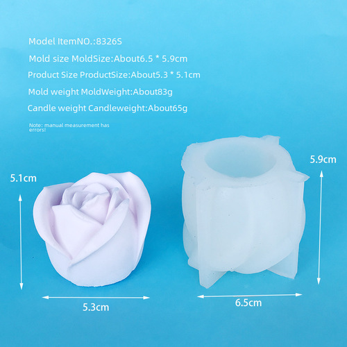 Large Rose Scented Candle Silicone Mold for Valentine's Day, Rose-Shaped Chocolate Mousse & Gypsum Molds – Model 8326LMS