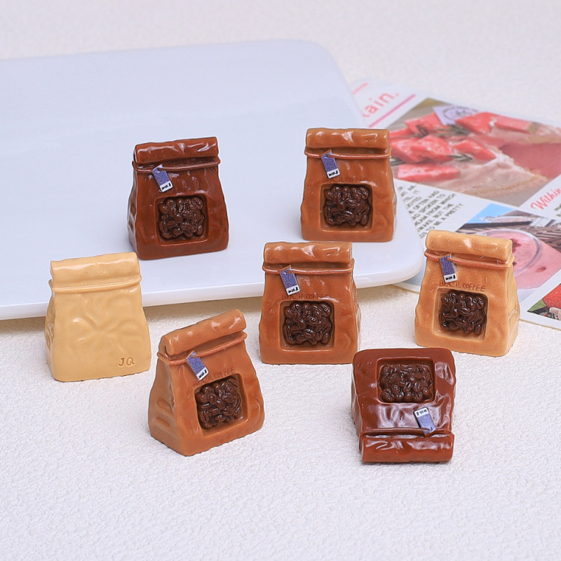 立体咖啡豆袋子创意食玩卡通diy饰品配件奶油胶树脂小配件材料包|undefined