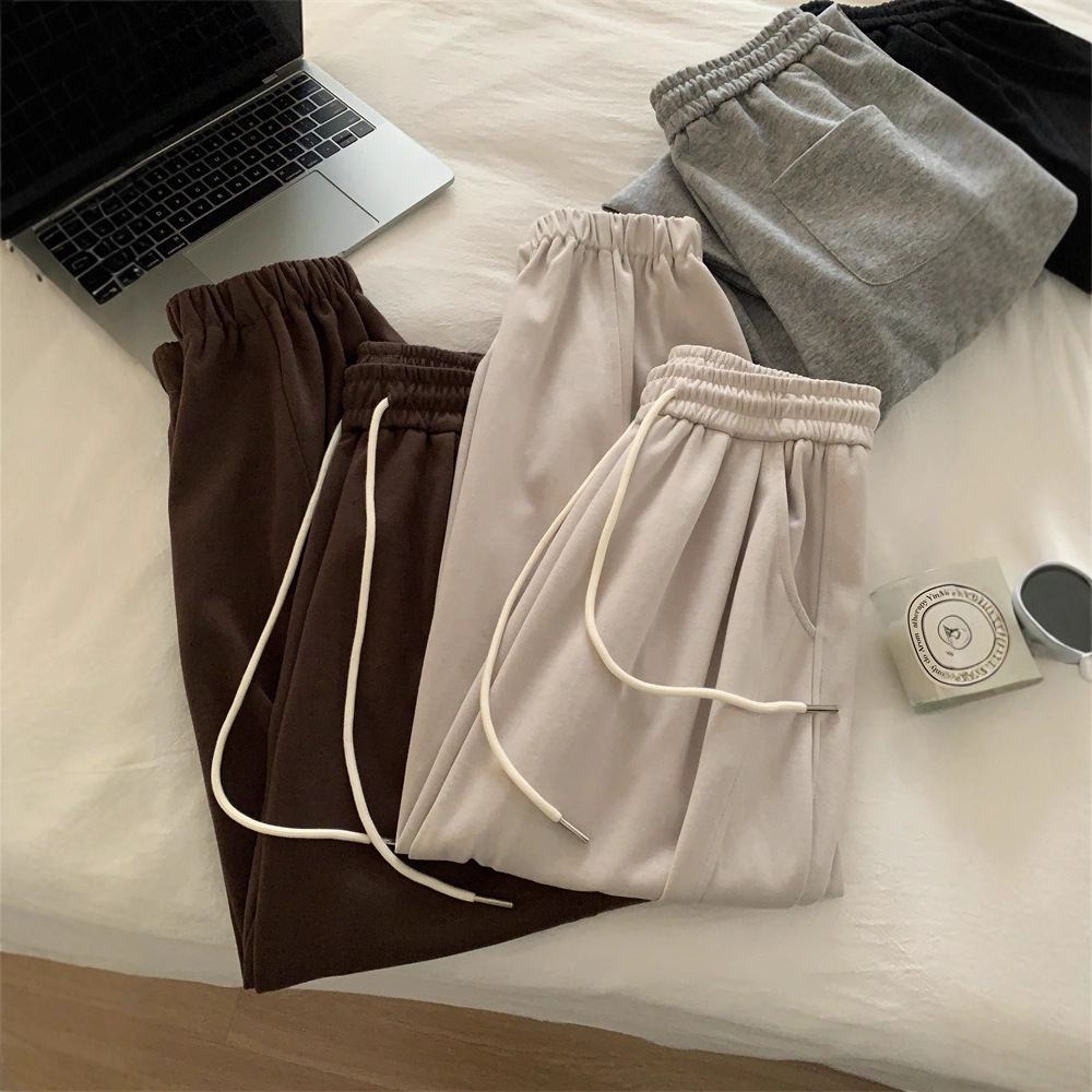 设计感拼接束脚卫裤女2024秋季宽松韩版显瘦百搭休闲运动哈伦裤