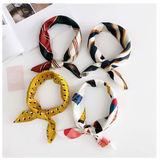 50 Spring and Summer New Small Silk Scarf Small Square Scarf for Women Korean Professional Versatile Decorative Printed Scarf Scarf Wholesale