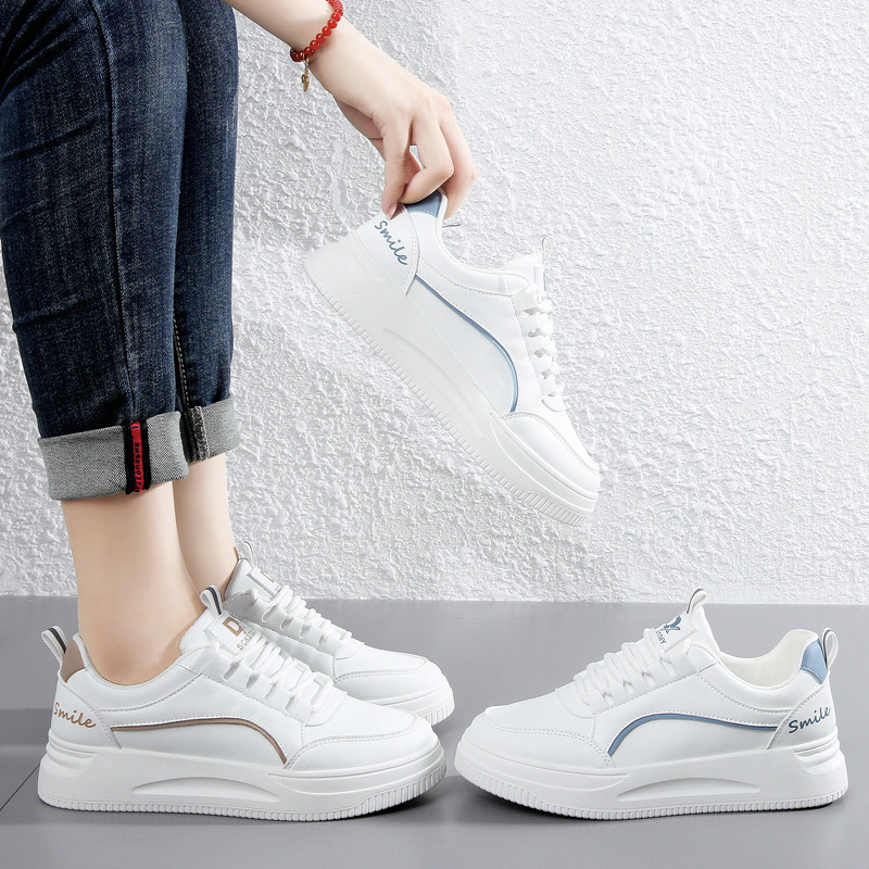 Cross-Border Plus-Size 2026 New Spring White Sneakers for Women, Stylish Thick-Soled Sports Shoes, Casual Women's Shoes, Sizes 34-42