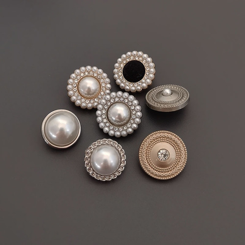 Metal Pearl Embellished Diamond Four-in-One Jacket Chanel Style Suit Decoration Buttons Open Cardigan Belt Buckle Mother-and-Father Buttons