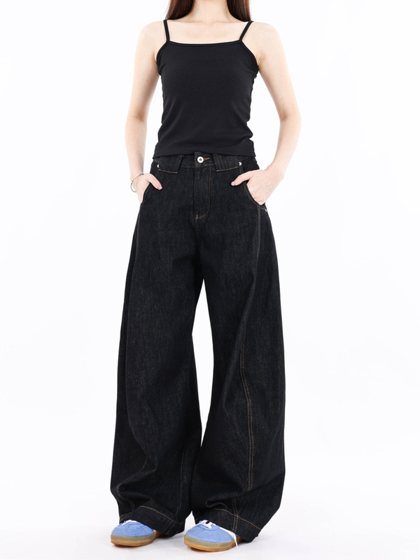 American Scimitar Silhouette Deconstructed Primary Color Retro Jeans for Men and Women Cleanfit Loose Casual Versatile Wide-Leg Pants American Scimitar Silhouette Deconstructed Primary Color Retro Jeans for Men and Women Cleanfit Loose Casual Versatile Wide-Leg Pants